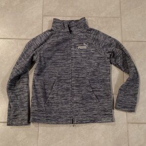 kids puma full zip fleece zip up Heathered Grey Hoodie